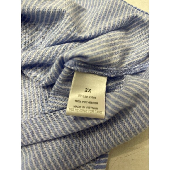 G Collection Sleeveless Button Up Shirt Size 2X Blue/White - Picture 6 of 6